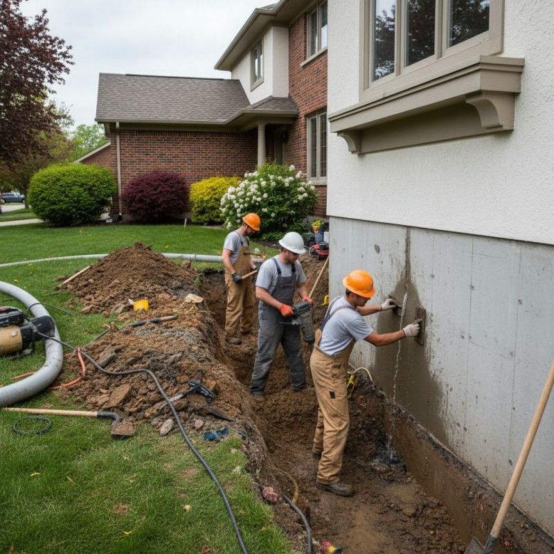 Our team working on Foundation Repair projects in Norwell, MA