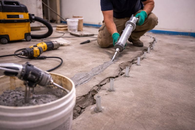 Cracked Basement Floor Repair in Norwell, MA