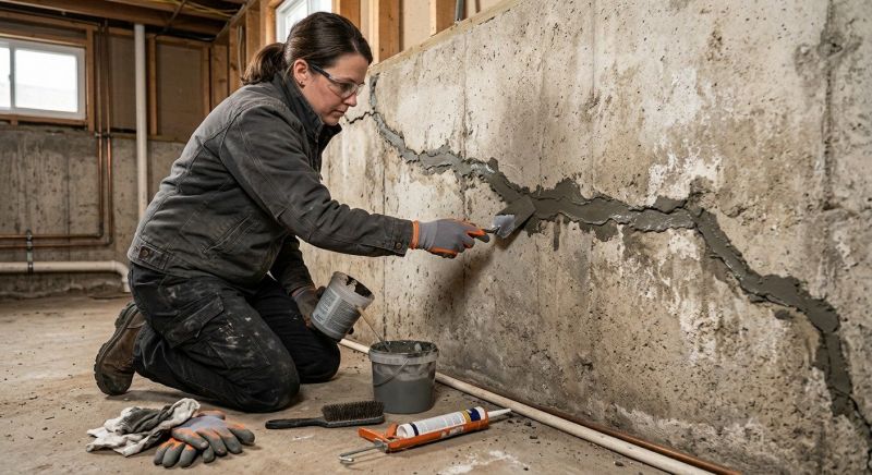 Cracked Basement Floor Repair in Norwell, MA