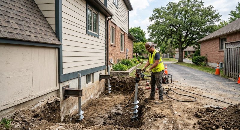 Helical Piers Installation in Norwell, MA
