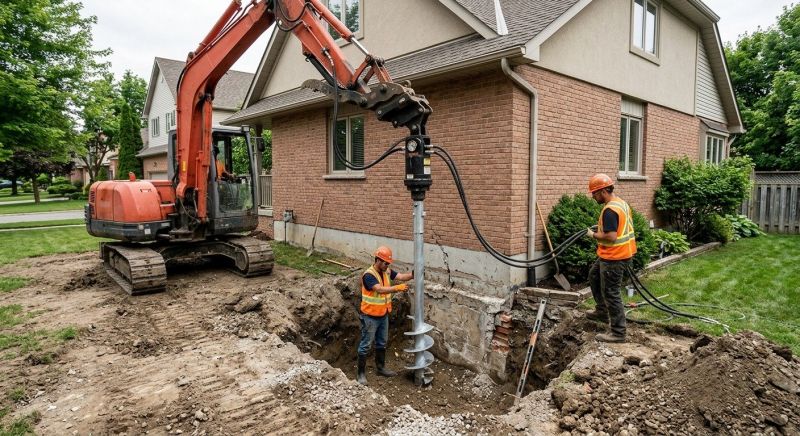 Helical Pile Installation in Norwell, MA