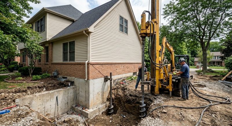 Helical Pile Installation in Norwell, MA