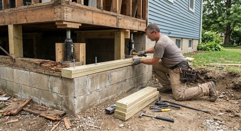 Sinking Foundation Repair in Mansfield, MA