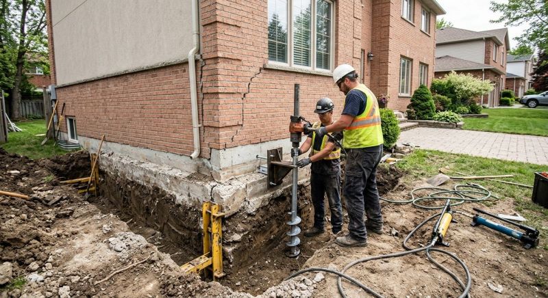 Sinking Foundation Repair in Milton, MA